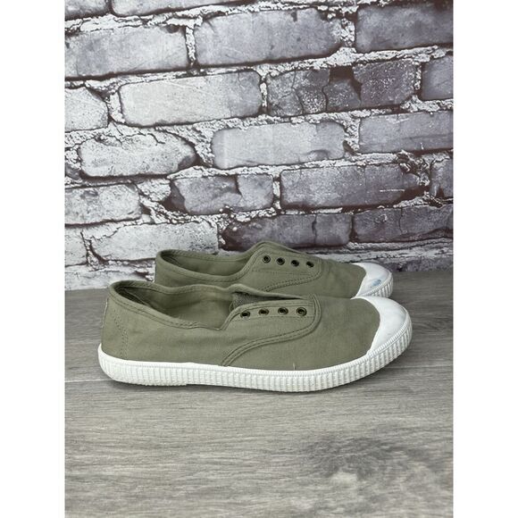 Potoma Green Canvas Fabric Slip On Casual Sneakers Shoes Women’s Sz 39EU/8.5M US - Picture 3 of 16